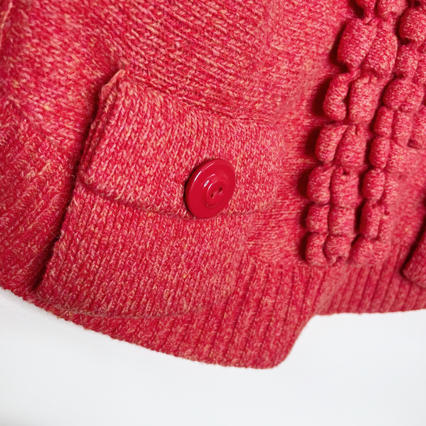 moth orange snap button ruffle wool-blend cardigan - size small