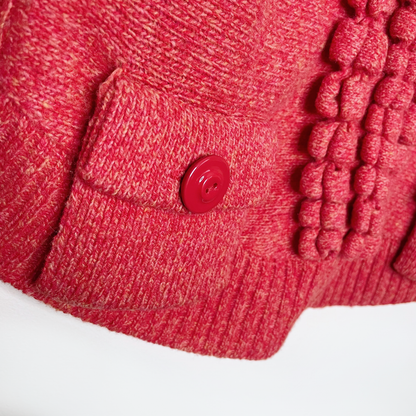 moth orange snap button ruffle wool-blend cardigan - size small