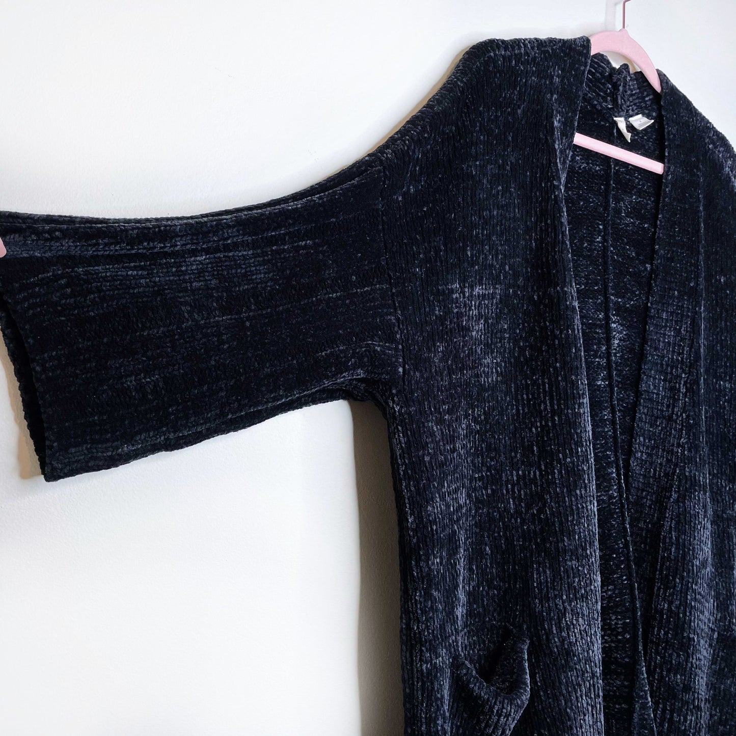 moth black oversized chenille open cardigan - size small
