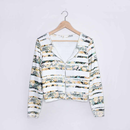 Moth Array zip floral stripe cardigan - size Medium