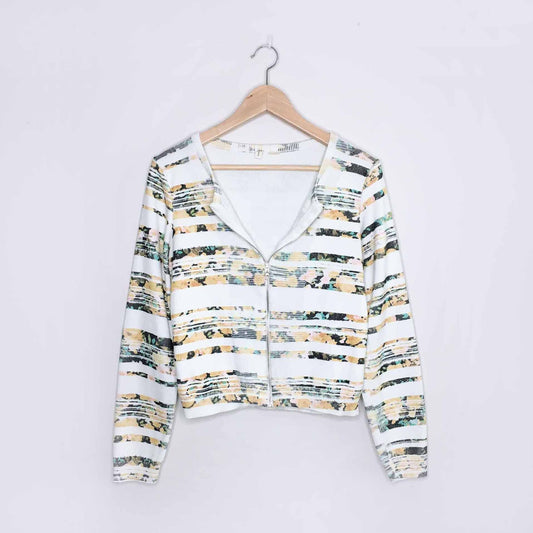 Moth Array zip floral stripe cardigan - size Medium