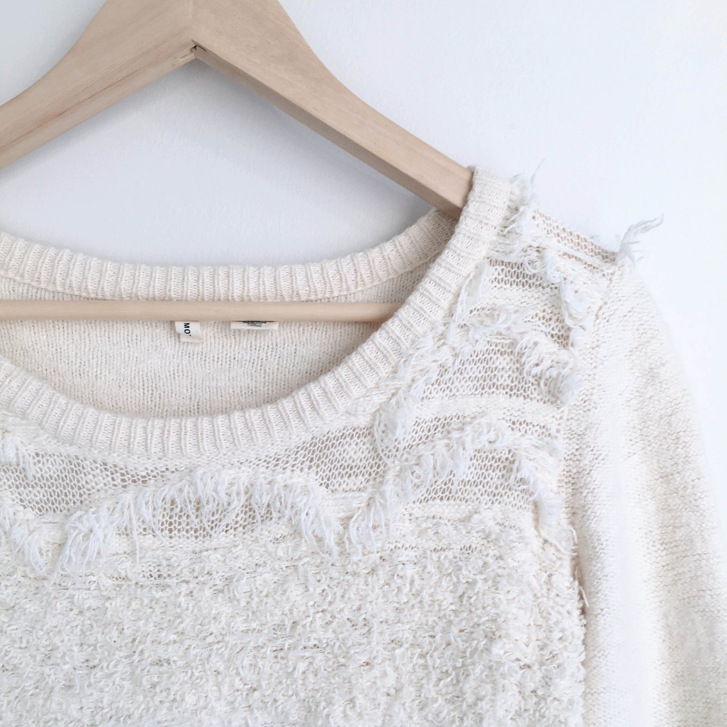 Moth Bramble mixed knit fringe sweater - size Small
