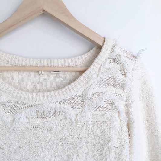 Moth Bramble mixed knit fringe sweater - size Small