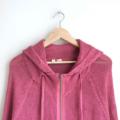 Anthropologie Moth linen zip pom pom hoodie - size Large