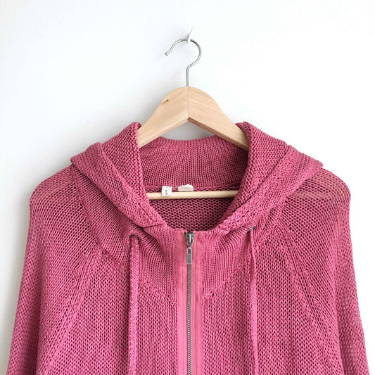 Anthropologie Moth linen zip pom pom hoodie - size Large