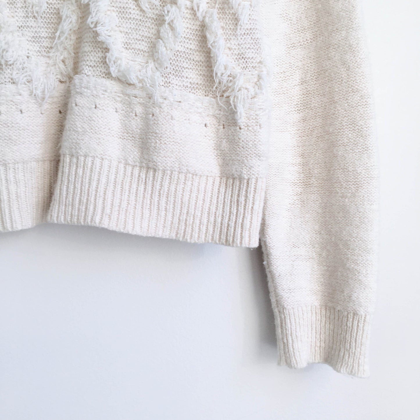 Moth Bramble mixed knit fringe sweater - size Small