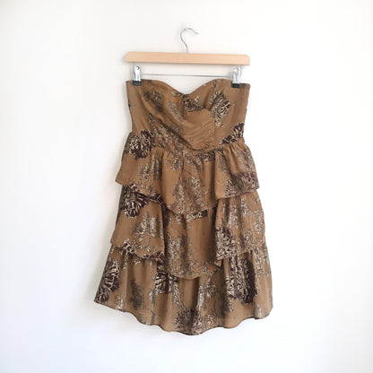 Moulinette Soeurs ruffled silk metallic dress - size 2