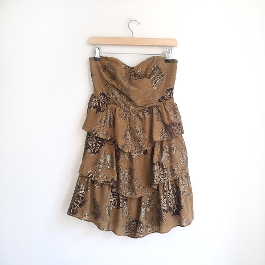 Moulinette Soeurs ruffled silk metallic dress - size 2
