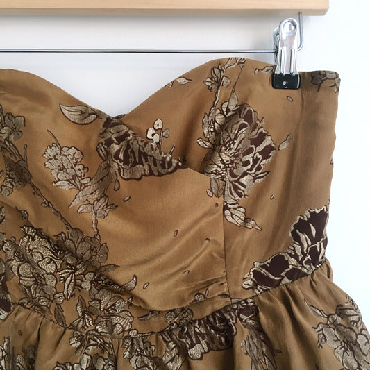 Moulinette Soeurs ruffled silk metallic dress - size 2