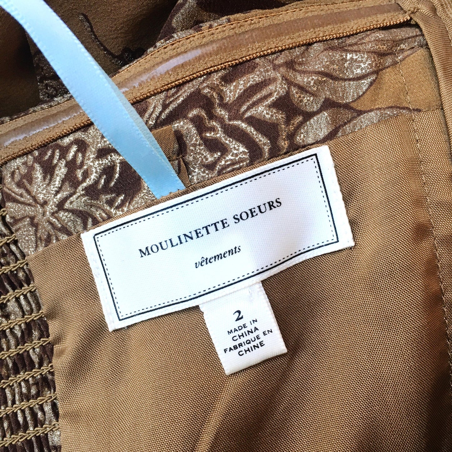 Moulinette Soeurs ruffled silk metallic dress - size 2