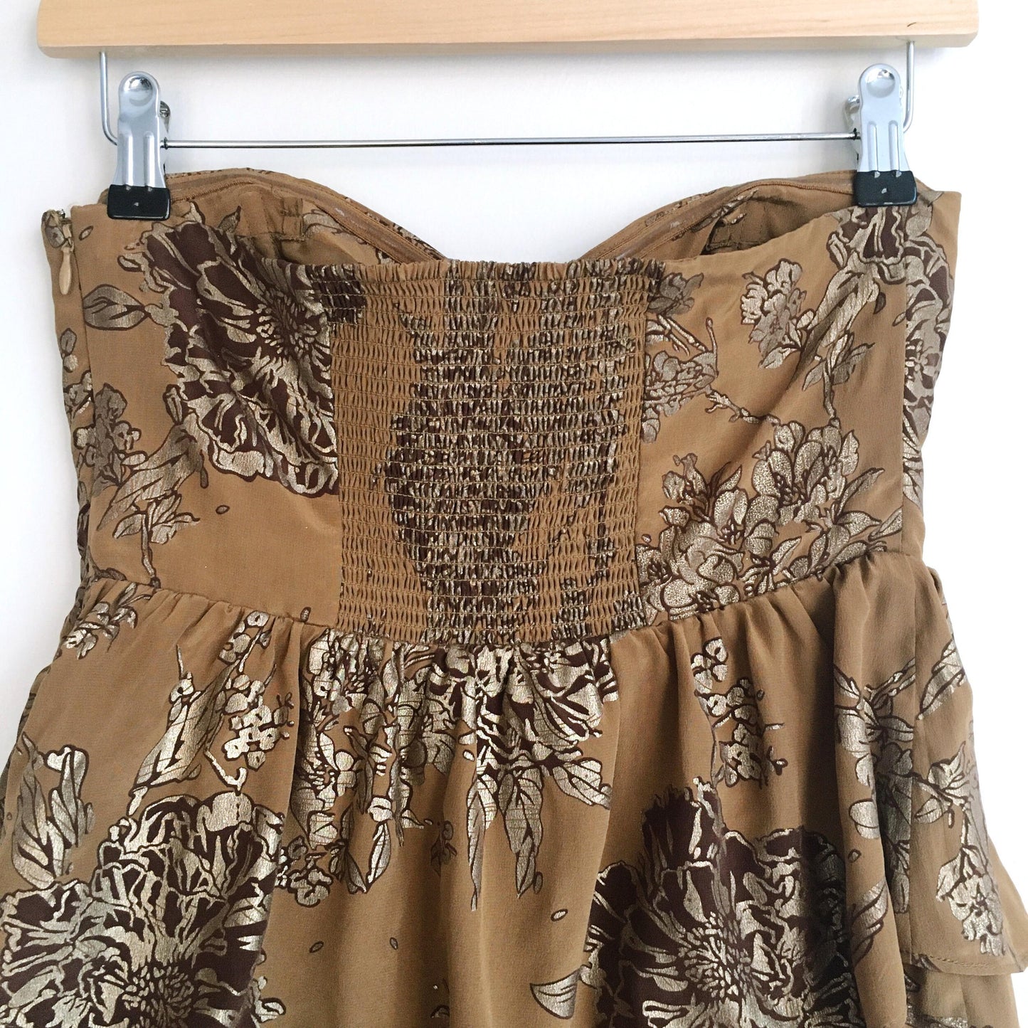 Moulinette Soeurs ruffled silk metallic dress - size 2