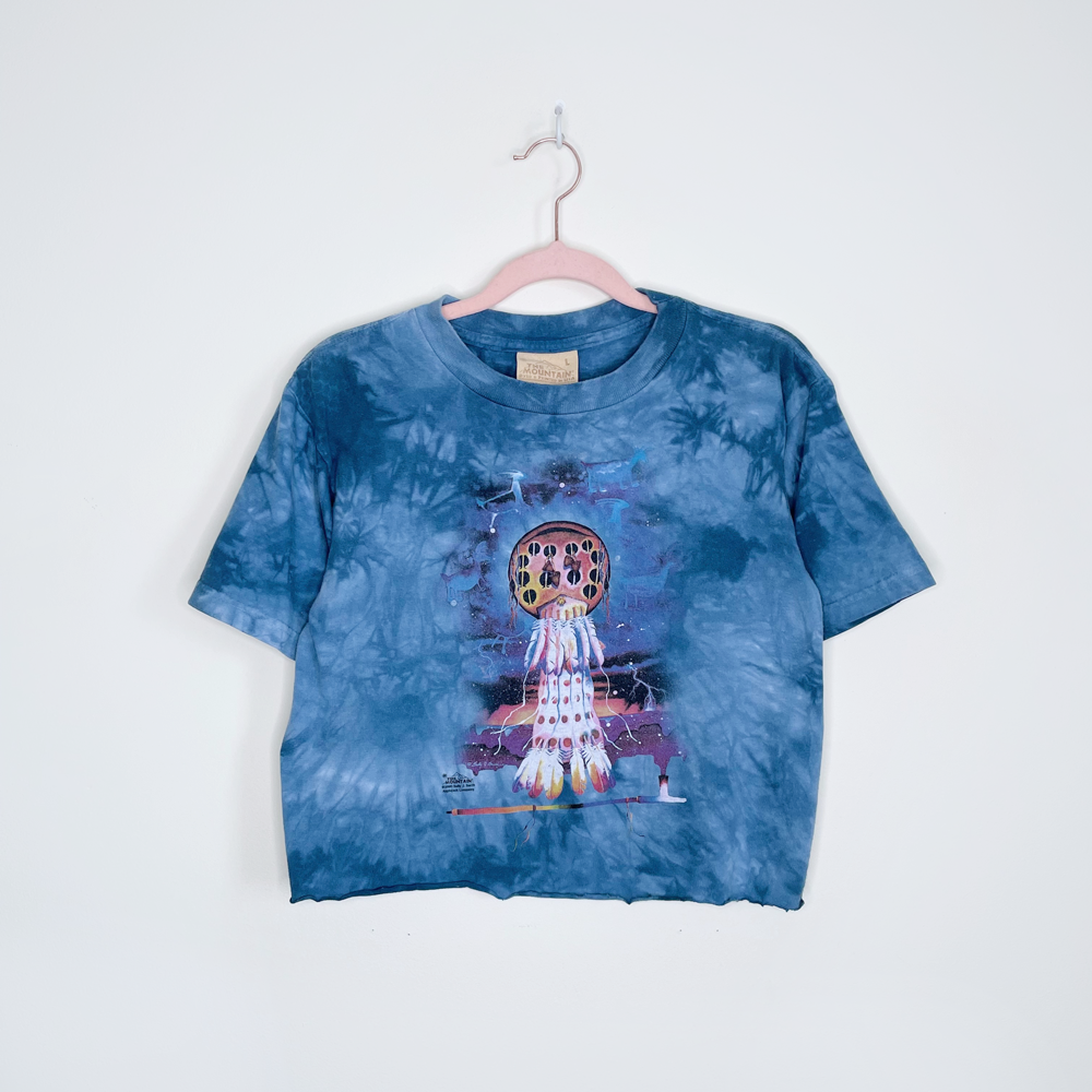 the mountain 2000's dream catcher cropped tie dye tee - size small