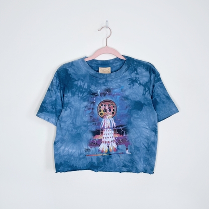 the mountain 2000's dream catcher cropped tie dye tee - size small