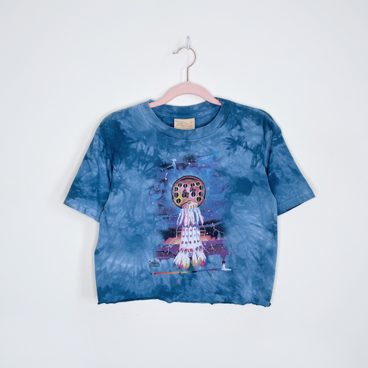 the mountain 2000's dream catcher cropped tie dye tee - size small