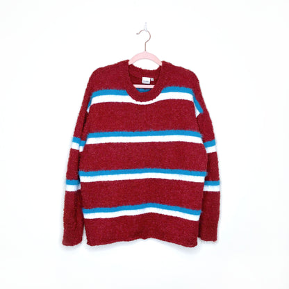 moussy wool-mohair blend striped chunky knit sweater - size OS