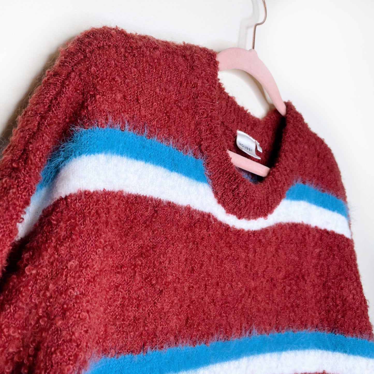 moussy wool-mohair blend striped chunky knit sweater - size OS