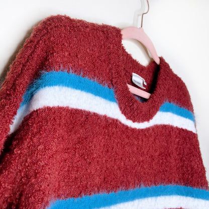 moussy wool-mohair blend striped chunky knit sweater - size OS