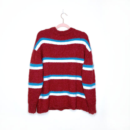 moussy wool-mohair blend striped chunky knit sweater - size OS