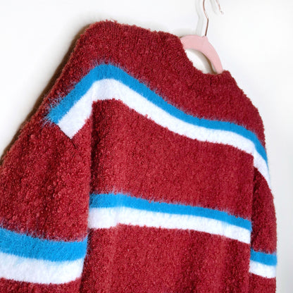 moussy wool-mohair blend striped chunky knit sweater - size OS