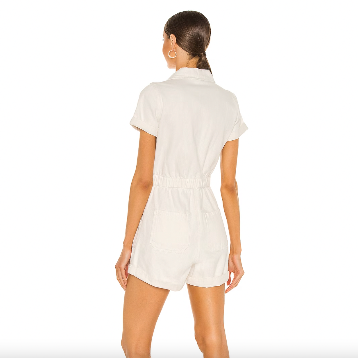 show me your mumu denim canon romper in sea salt - size large