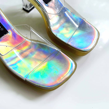 vintage mudd 90's mambo clear holographic heels - size 6