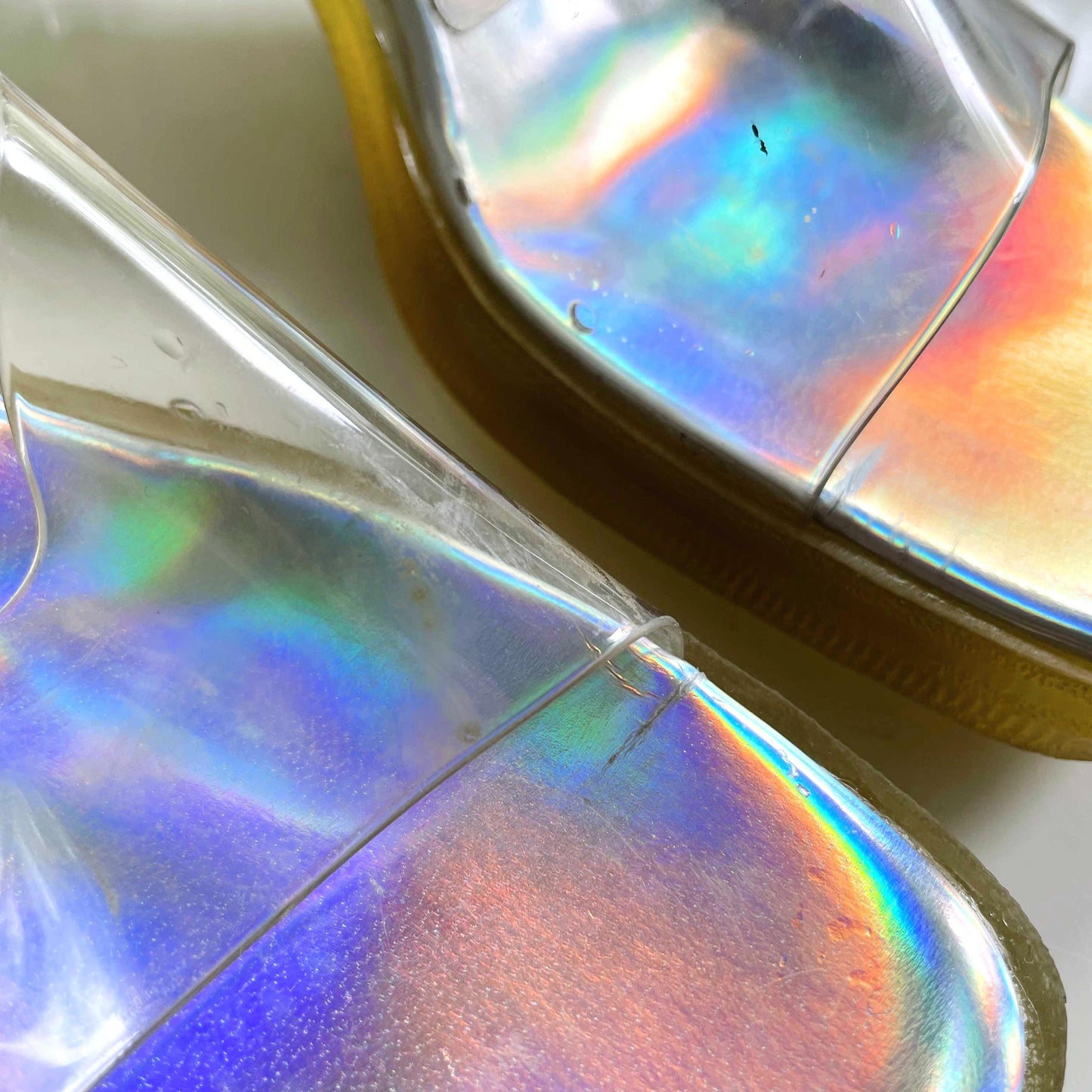 vintage mudd 90's mambo clear holographic heels - size 6