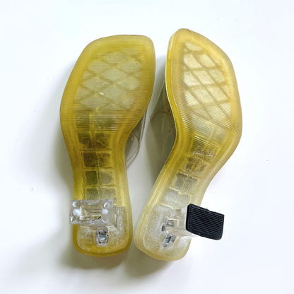 vintage mudd 90's mambo clear holographic heels - size 6
