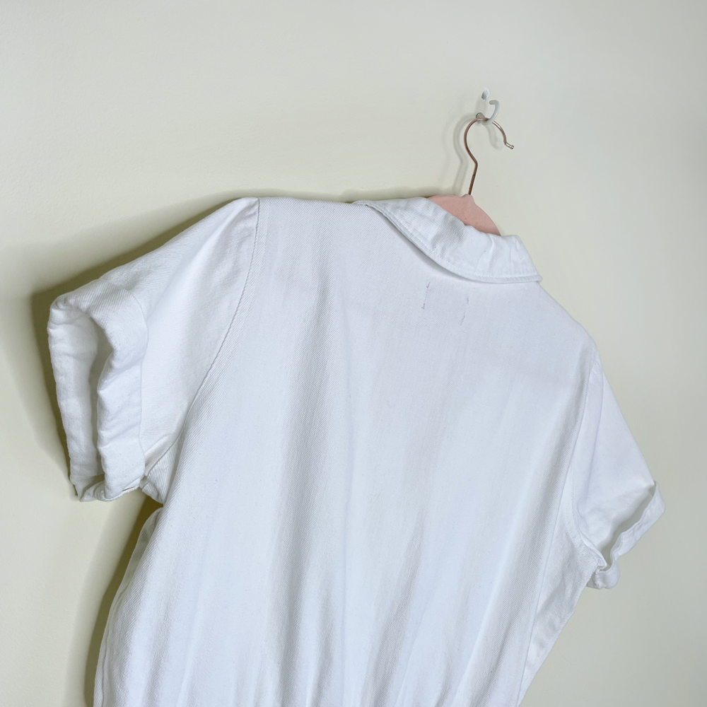 show me your mumu denim canon romper in sea salt - size large