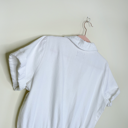 show me your mumu denim canon romper in sea salt - size large