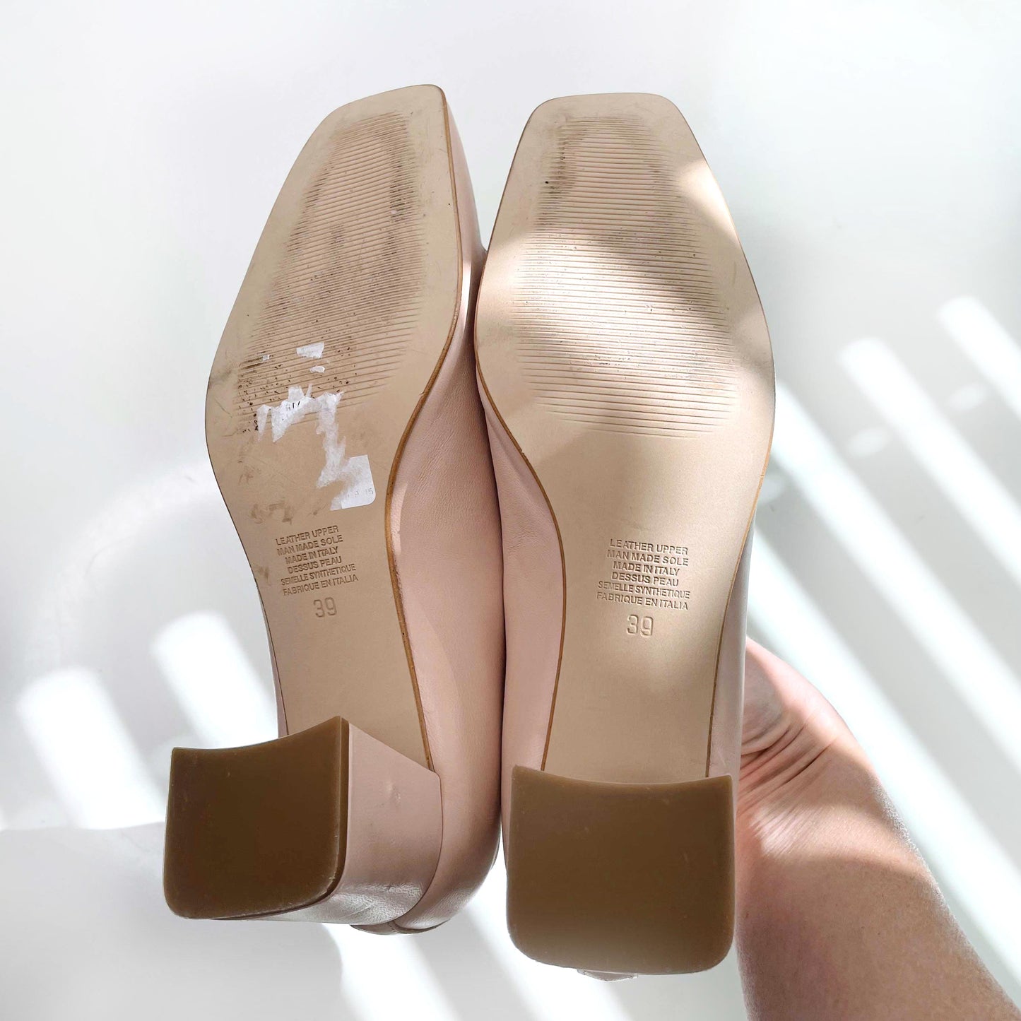 nwot napoleoni pink leather chain day heel - size 39