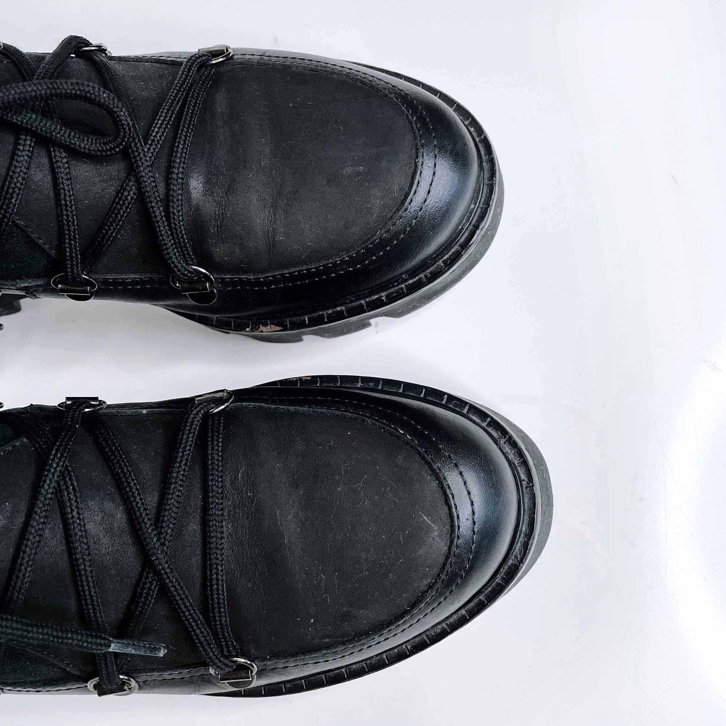 napoleoni sheepskin platform lace up combat boots - size 8