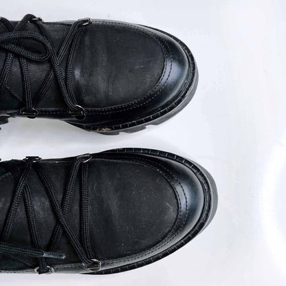 napoleoni sheepskin platform lace up combat boots - size 8