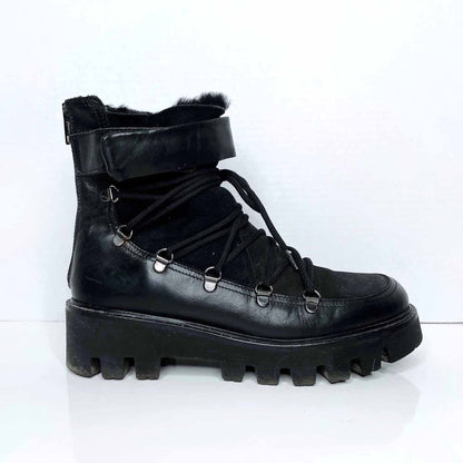 napoleoni sheepskin platform lace up combat boots - size 8