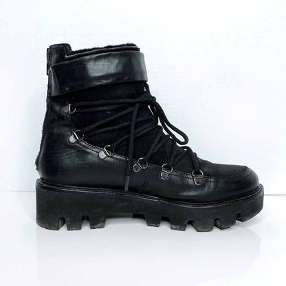 napoleoni sheepskin platform lace up combat boots - size 8