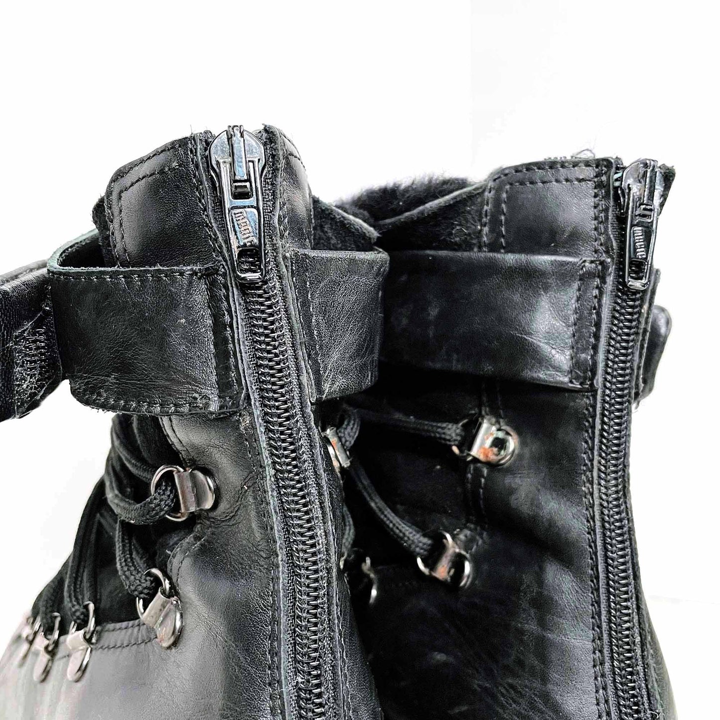 napoleoni sheepskin platform lace up combat boots - size 8