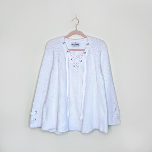 neon buddha lace up mission pullover sweater - size small