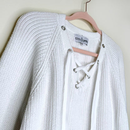 neon buddha lace up mission pullover sweater - size small