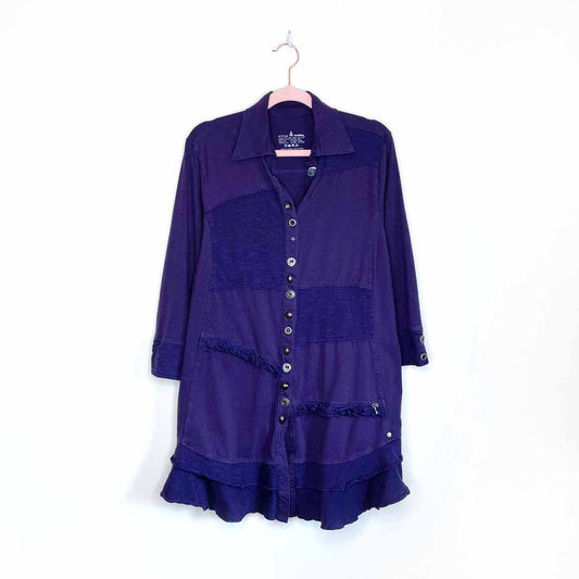 neon buddha button down tunic cardigan jacket - size xl