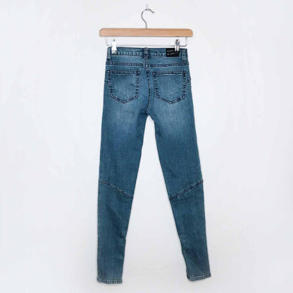 Neon Blonde panelled moto skinny jeans - size 24