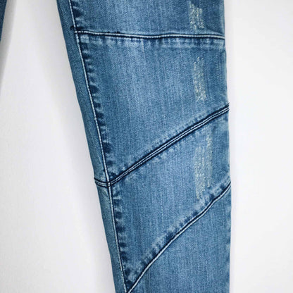 Neon Blonde panelled moto skinny jeans - size 24