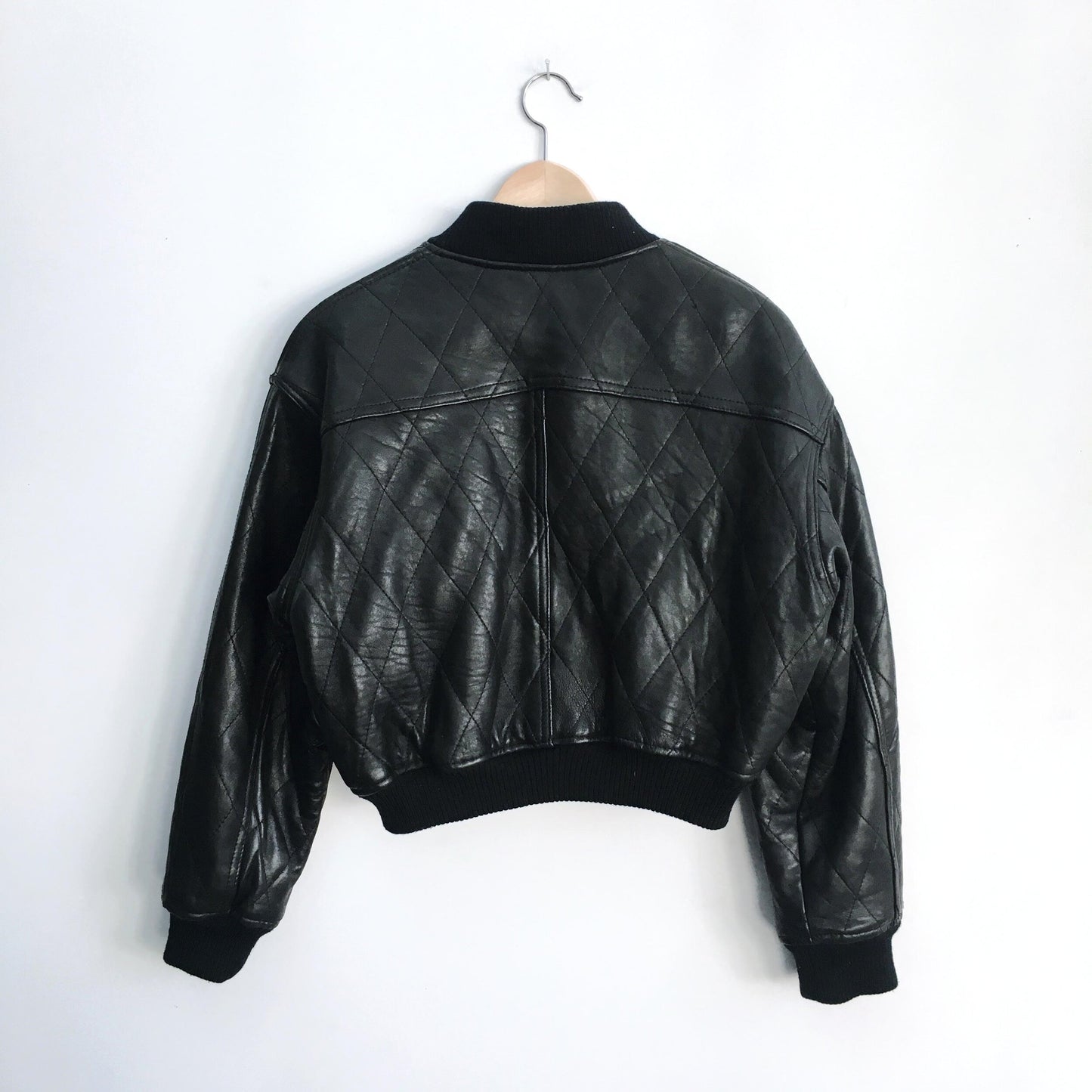 Nevada Blue Studded Leather Bomber - size xs