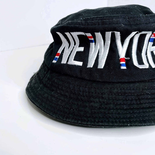 new york black cotton bucket hat - OS