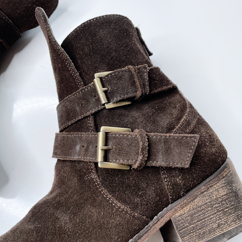nicole farhi brown suede buckle boots - size 37