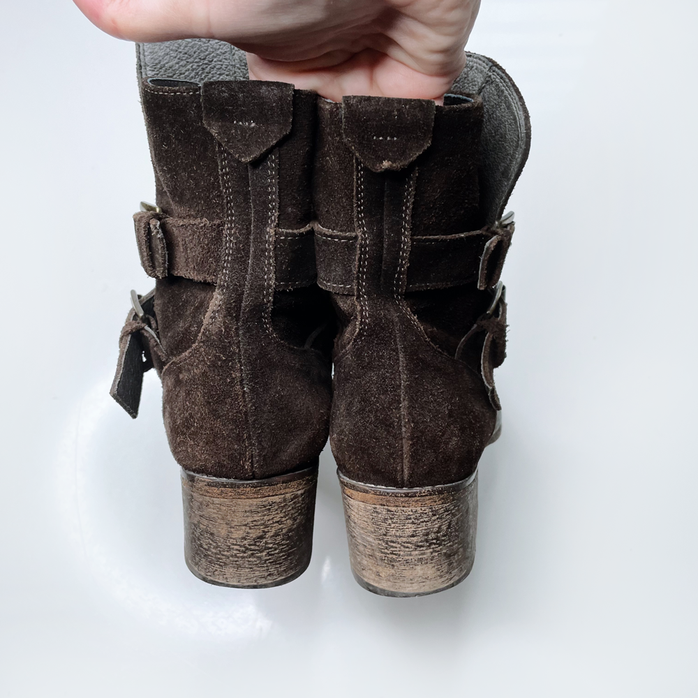 nicole farhi brown suede buckle boots - size 37