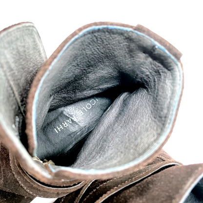 nicole farhi brown suede buckle boots - size 37