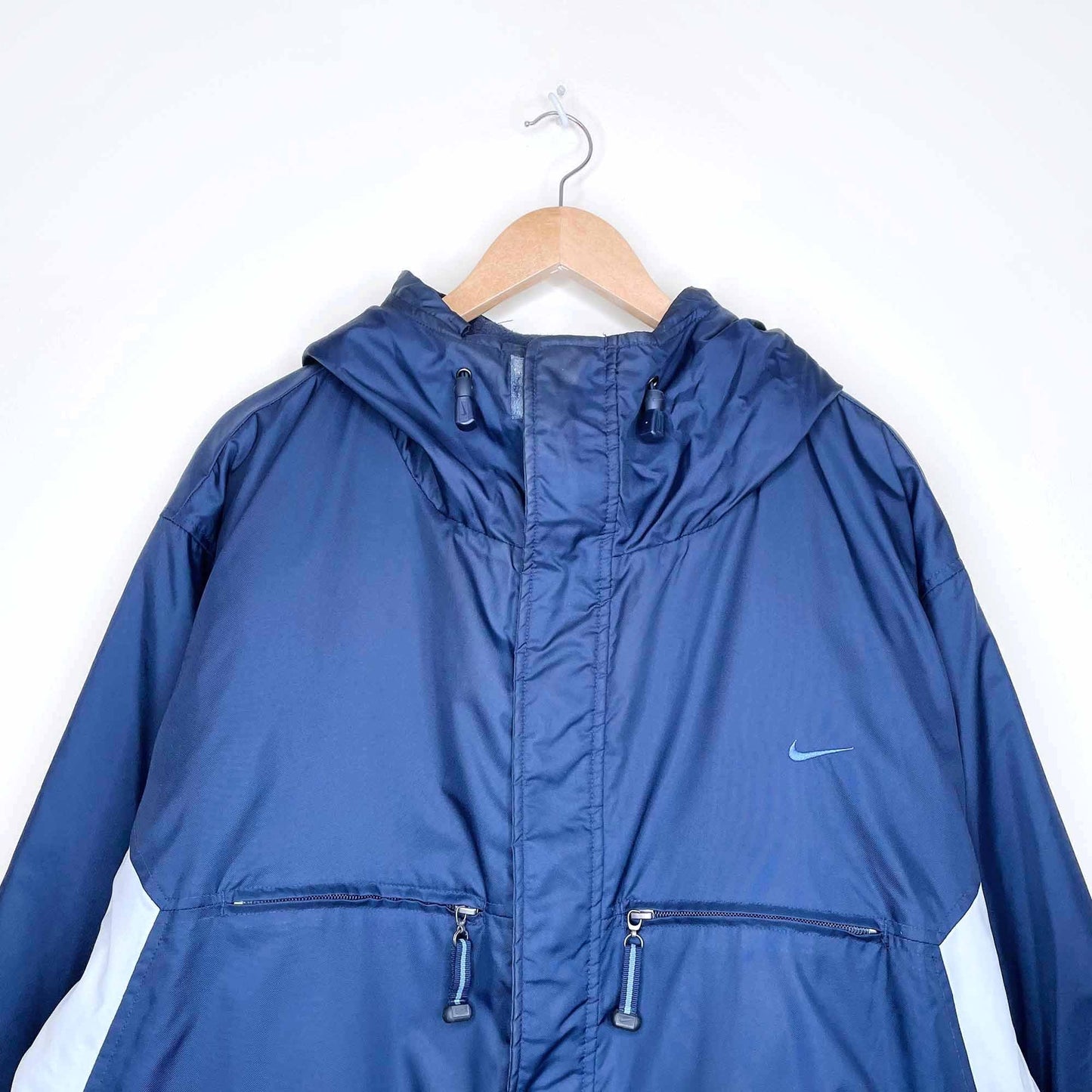 vintage nike small swoosh fleece lined parka - size large