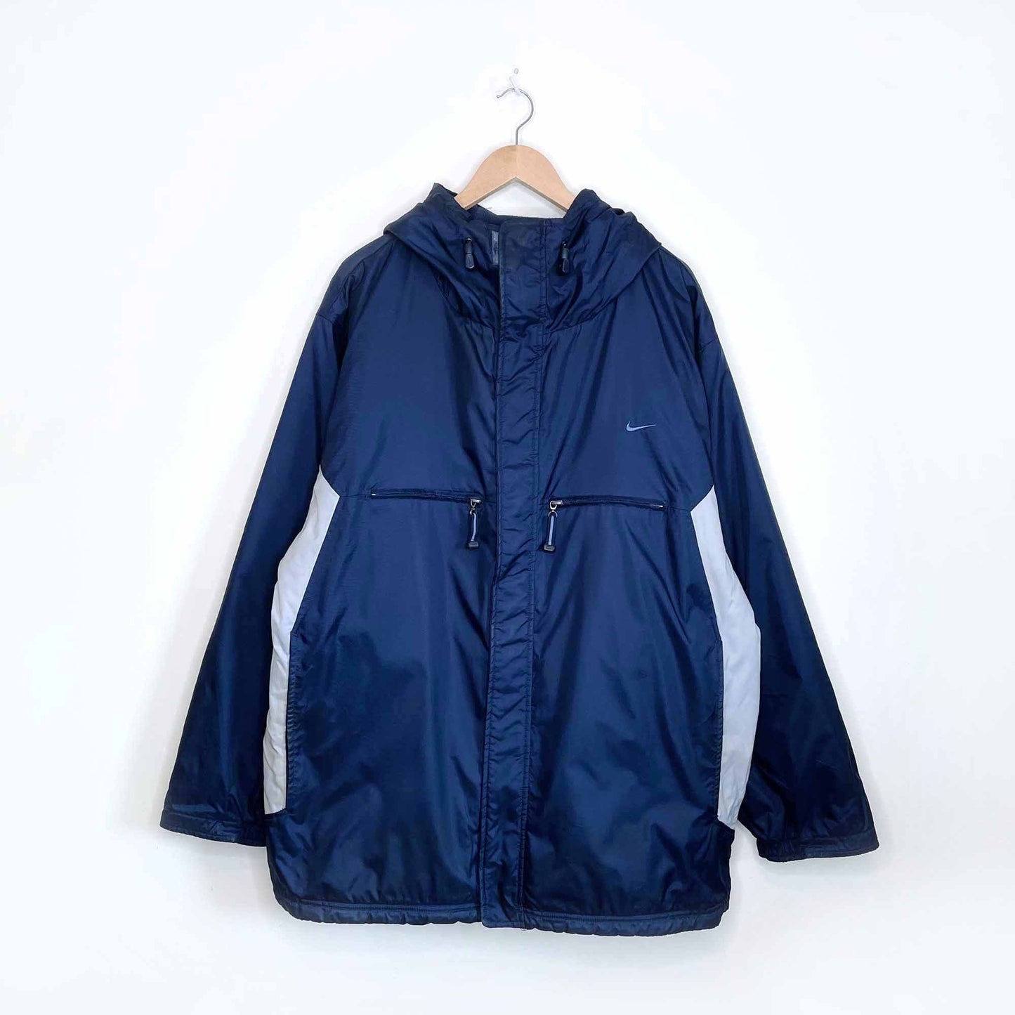 vintage nike small swoosh fleece lined parka - size large