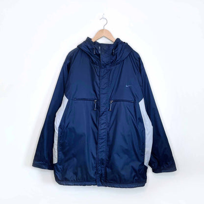 vintage nike small swoosh fleece lined parka - size large