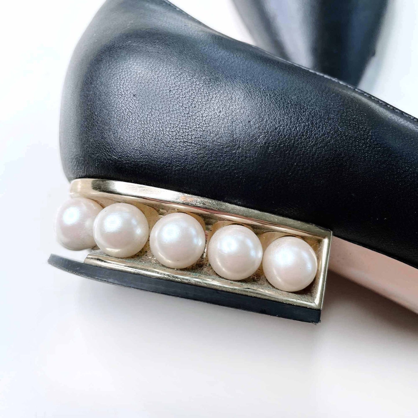 nicholas kirkwood black leather pearl casati loafers - size 35