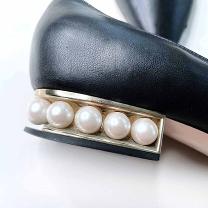 nicholas kirkwood black leather pearl casati loafers - size 35